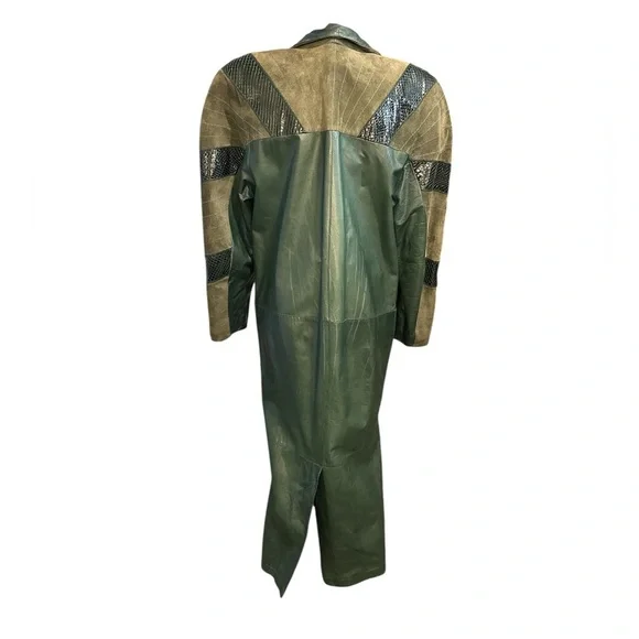 Vintage green leather trench coat, small/medium - Picture 13 of 13